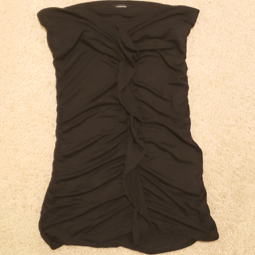 Express strapless ruched top with shelf bra